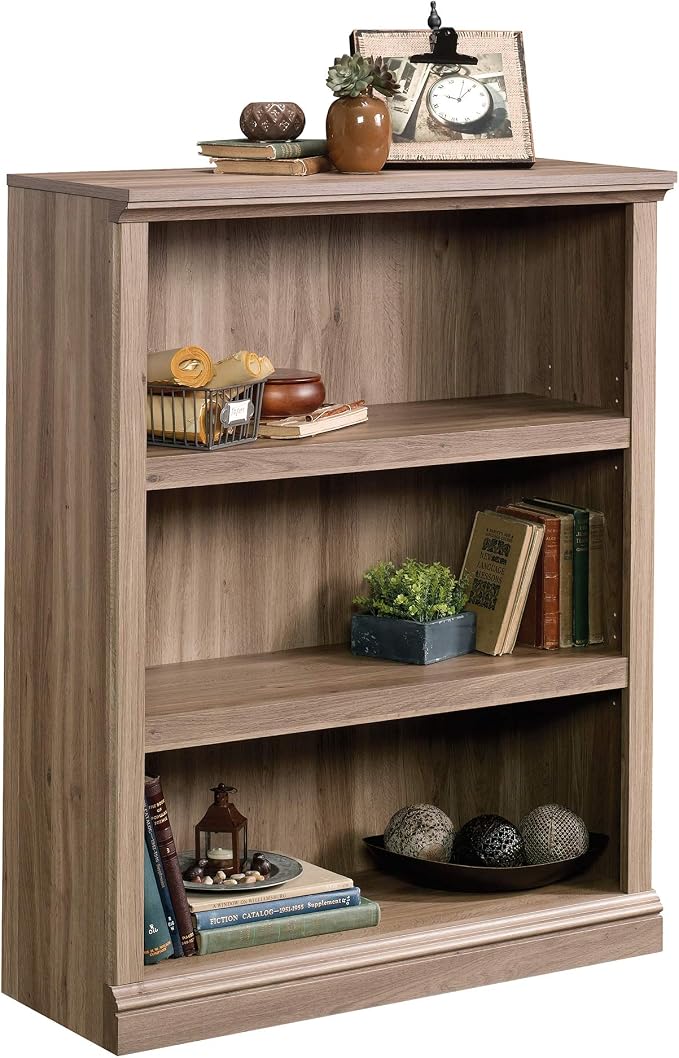 Sauder Miscellaneous Storage 3-Shelf Bookcase/ Book shelf, Salt Oak finish - Image 4