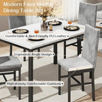 Recaceik Dining Table Set for 4, Modern 5 Piece Dining Table Set Faux Marble - Image 6