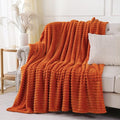 Orange Throw Blanket for Couch Sofa 50x70 inches Striped Design | Fleece by Unknown