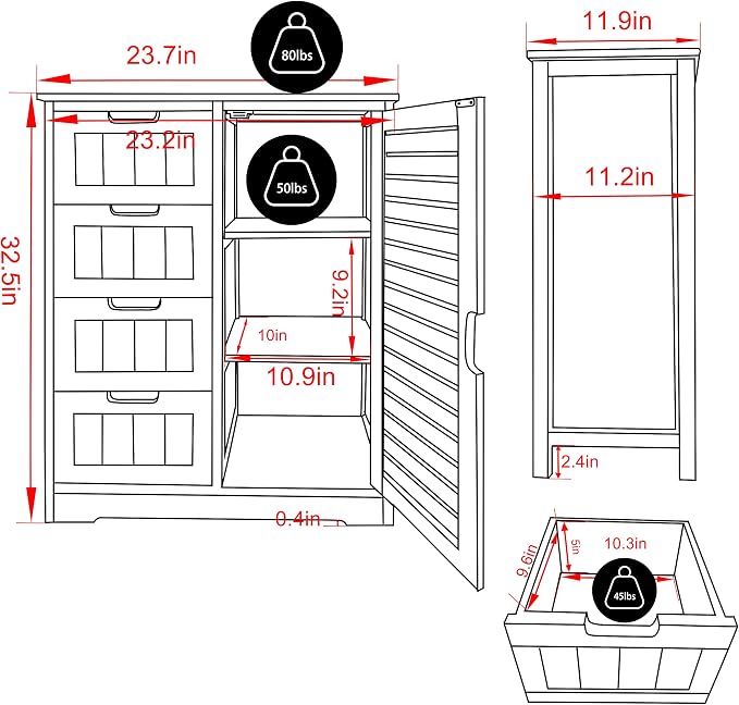 Yardenaler Bamboo Bathroom Storage Cabinet - Image 3