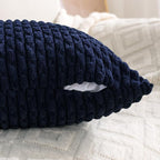 Set of 4 Navy Blue Decorative Throw Pillow Covers 24x24 Inch Corduroy Pillow - Image 3