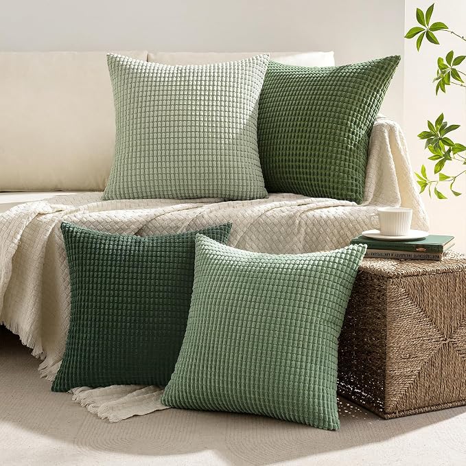 MIULEE Sage Green Pillow Covers 16x16 Inch Set of 4 Spring Boho Farmhouse Home - Image 3