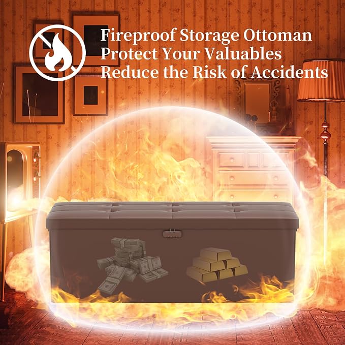 DocSafe Storage Ottoman Bench, Fireproof＆Waterproof Folding Bench - Image 7