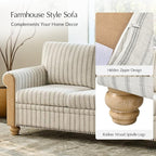 EcoHarbor Living 3-Seater Couch, Stripe 81" Mid-Century Modern Upholstered Sofa - Image 8