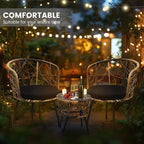 Kromax 3 Piece Bistro Set, Modern Outdoor Wicker Patio Furniture - Image 3