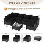 LOUVIXA 7 Piece Outdoor Patio Furniture Set, Outdoor Sectional Sofa, Wicker - Image 2
