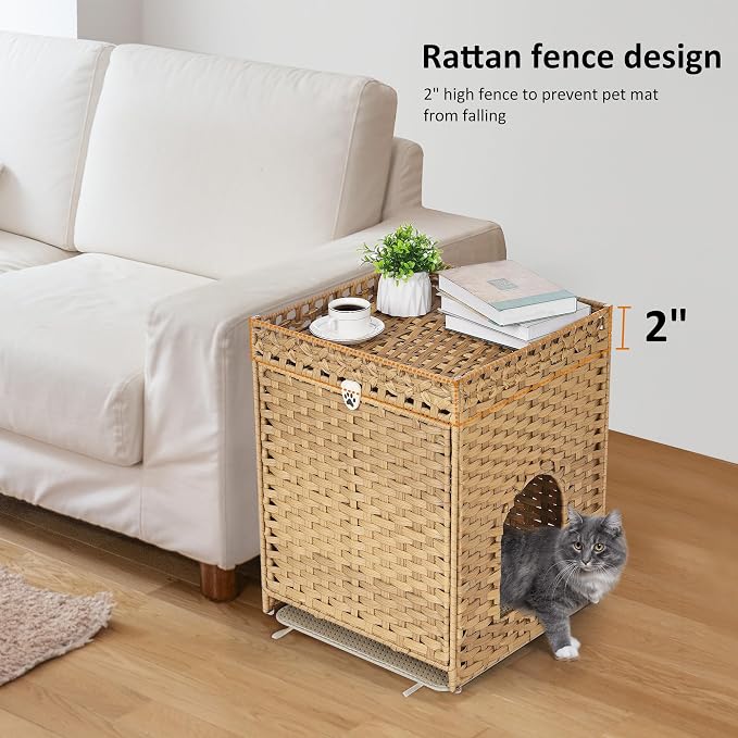 Cat Litter Box Enclosure with Soft Litter Mat; Hidden Cat Washroom Furniture - Image 3