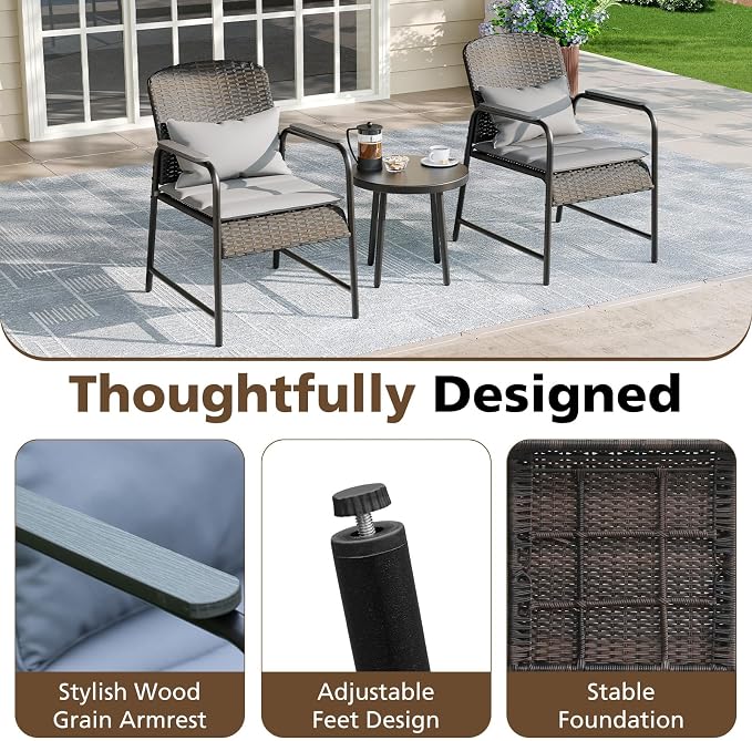 Jing's Villa 3-Piece Outdoor Bistro Set - Image 7