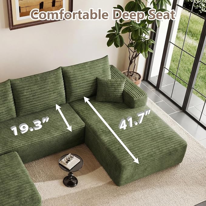 95" Cloud Sectional Couch U-Shaped Chaise - Image 5