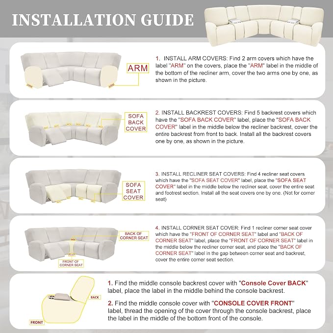 100% Waterproof Sectional Recliner Couch Covers - Image 7