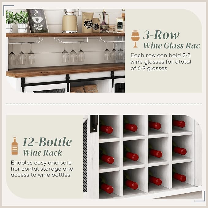 HOMCOM Farmhouse Coffee Bar Cabinet - Image 6