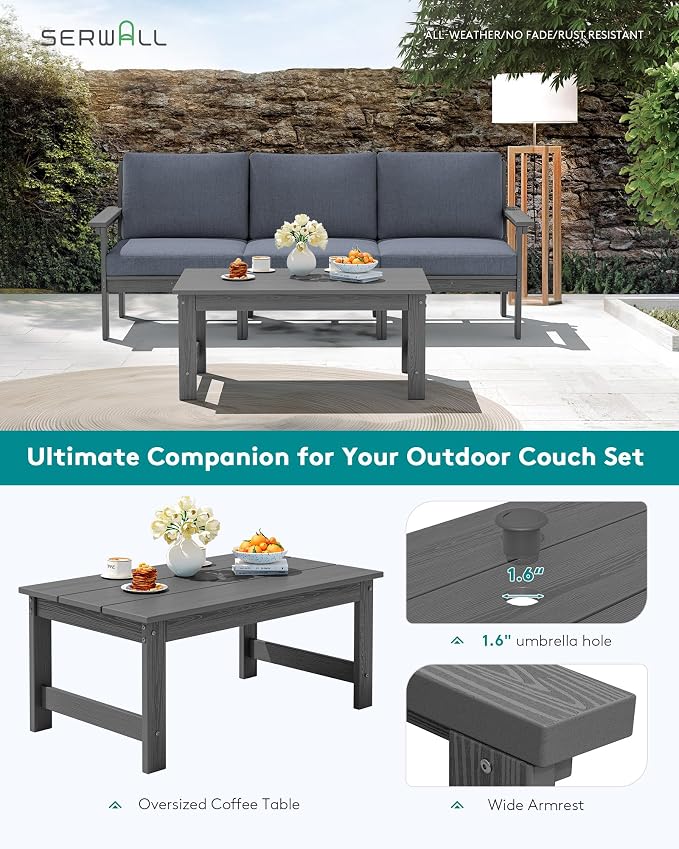 SERWALL Outdoor Sectional Sofa Set, 5-piece Outdoor Modula Couch Set - Image 6