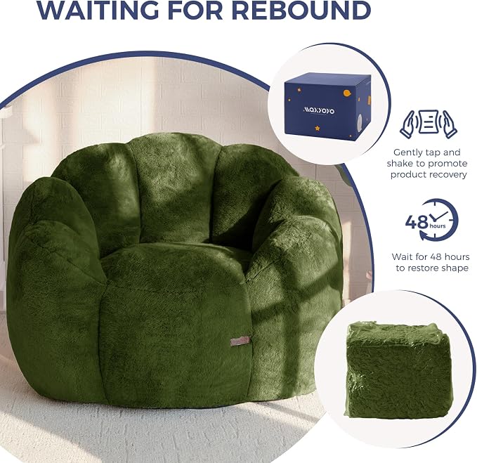 MAXYOYO Bean Bag Chair for Adults, Floral Shaped Bean Bag Sofa, Ultra Soft Faux - Image 8