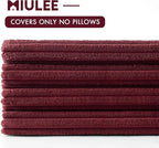 MIULEE Soft Corduroy Decorative Throw Pillow Covers Burgundy 18x18 | Set of 4 - Image 9