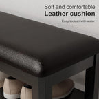 AQIMUELE Shoe Bench with Leather Cushion, 3 Tiers Shoe Storage Bench Height - Image 4