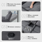 Lexicon Manual Double Reclining Loveseat, Polished Microfiber Manual Wall - Image 3