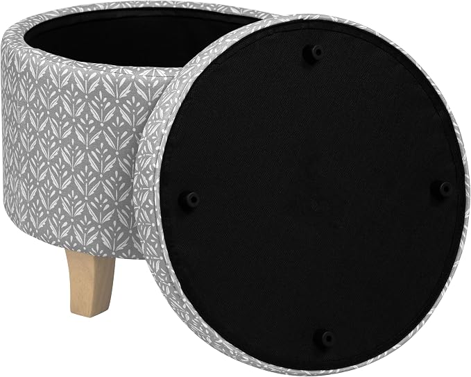 HomePop Upholstered Round Storage Ottoman|Homepop Home Décor|Upholstered Round - Image 7