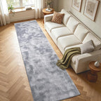 2x10 Tie-dye Light Grey Runner Rug Washable Non-Slip - Image 3