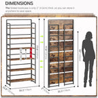 4NM No Assembly Extra Wide 6 Tiers Folding Bookshelf Storage Shelves Vintage - Image 2