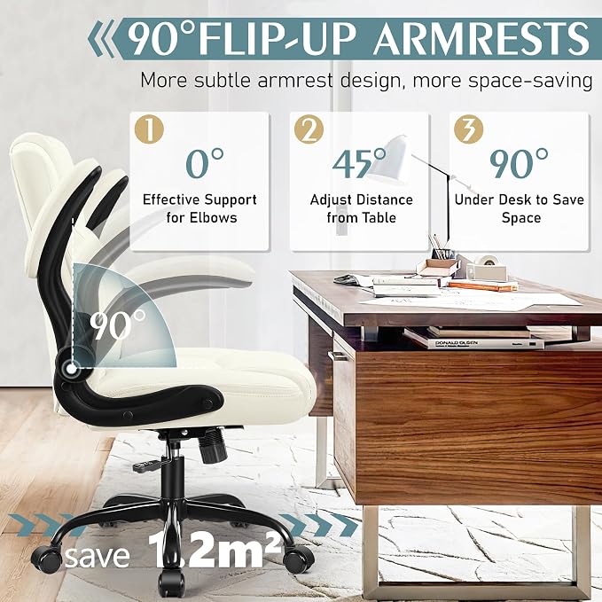 Leather Office Chair, PU Home Computer Desk Chairs - Image 4