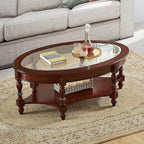 Traditional Solid Wood Oval Coffee Table, Elegant Center Table - Image 4