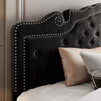 Allewie King Bed Frame with Adjustable Velvet Tiara Headboard, Upholstered - Image 7