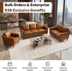 Kingfun Living Room Furniture Sets, 3 Seater Couch and 2 Armchair, Mid Century - Image 5