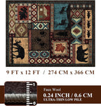 Rustic Cabin Rugs for Living Room 9x12, Wildlife Bear & Deer Area Rug, Washable - Image 2