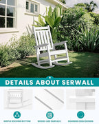 SERWALL Outdoor Rocking Chair, HDPE Rocking Chair - Image 7