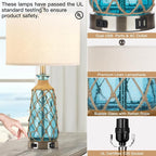 Ruzectt Coastal Glass Table Lamps, 3-Way Dimmable Touch Control Bedside Lamps - Image 7