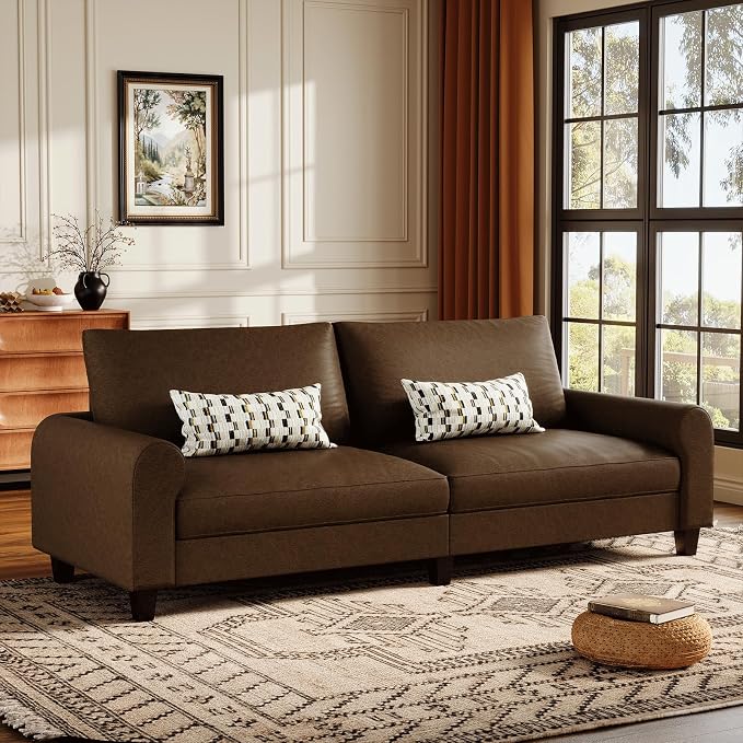 EASE MOOSE 70.6" Faux Leather Loveseat Sofa, Deep Seat Waterproof and - Image 3