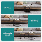 Smuxee Nesting Coffee Table Set of 2, 23.6" Round Coffee Table Wood Grain Top - Image 5
