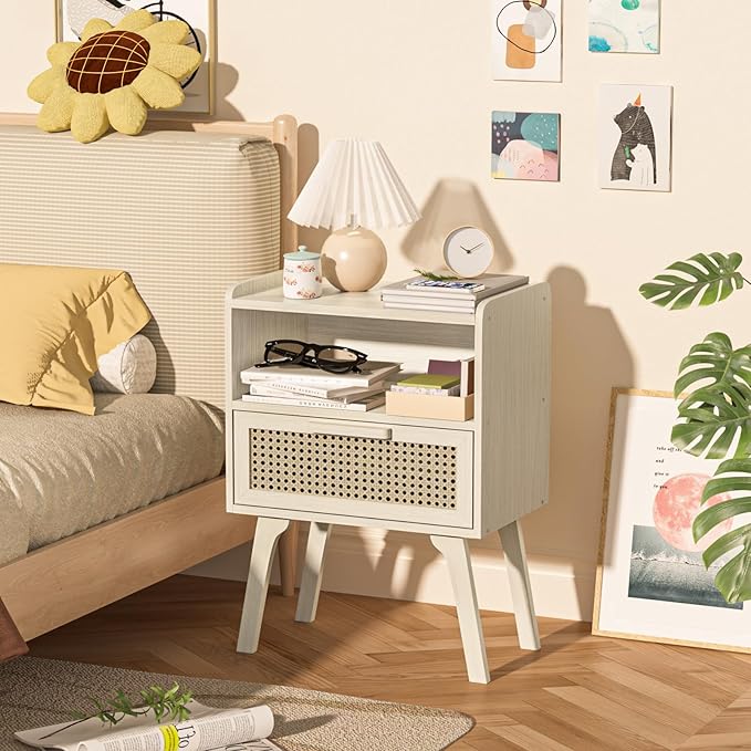 Lerliuo Rattan Nightstand, Side Table - Image 4