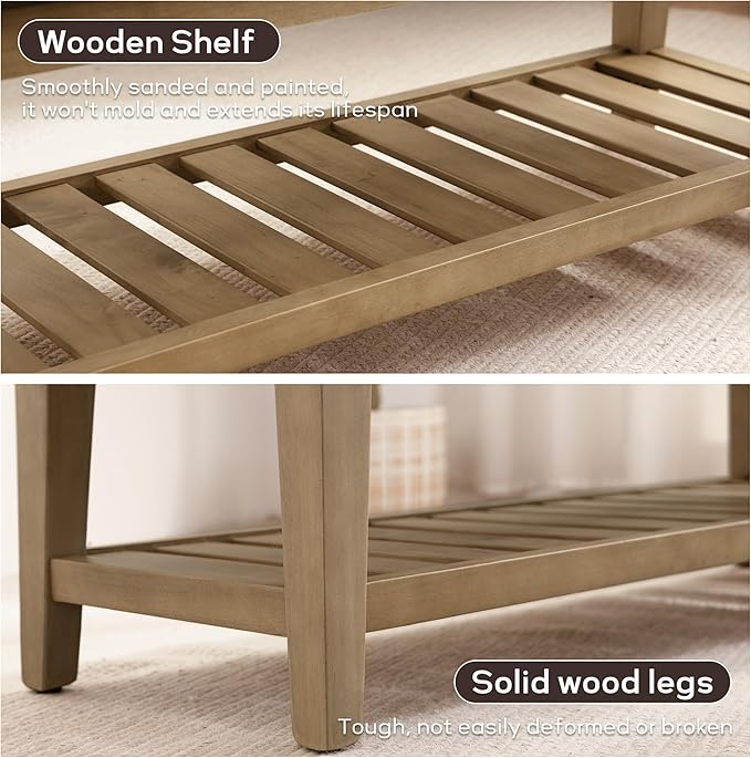 HUIMO Entryway Shoe Bench with Cushion, End of Bed Bench, Upholstered Bench - Image 5