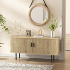 47''W Natural Storage Cabinet, Media Console, Tambour TV Stand; Sliding Door - Image 4