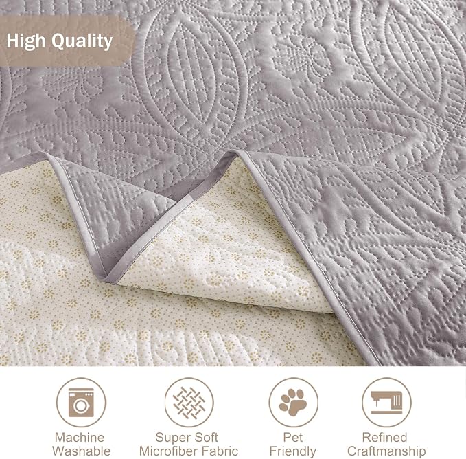 Soft Quilted Couch Cover with Pockets - Image 6