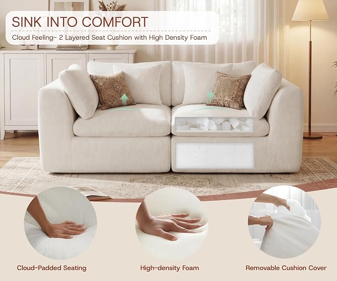 GRUSIGN 79'' Oversized Boneless Cloud Loveseat - Image 5