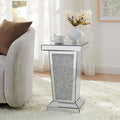 Silver Mirrored End Table with Crystal, Modern Side Accent Table, Square Small by HEPMIMZHU
