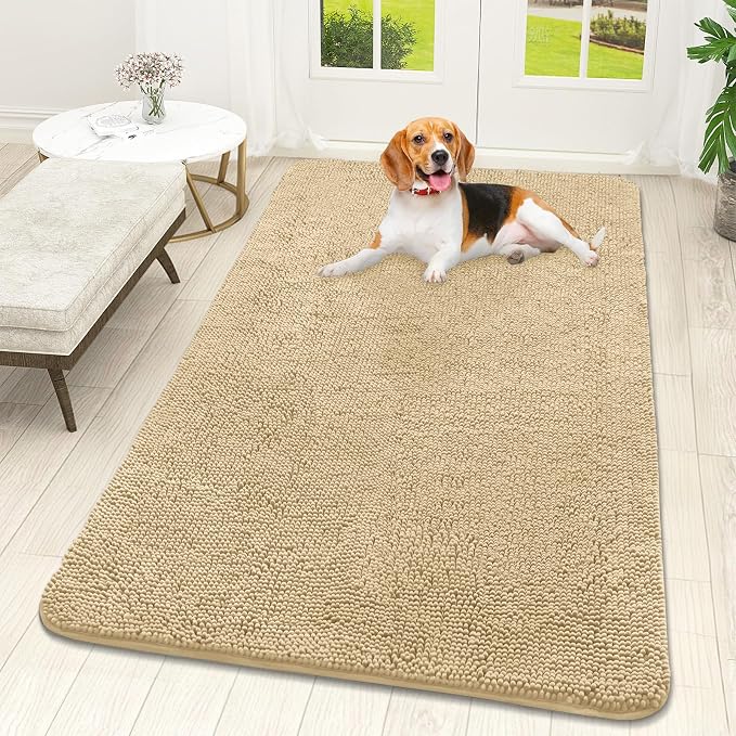 OLANLY Dog Door Mat for Muddy Paws 59x32, Super Absorbent Chenille Mud Mat | by OLANLY