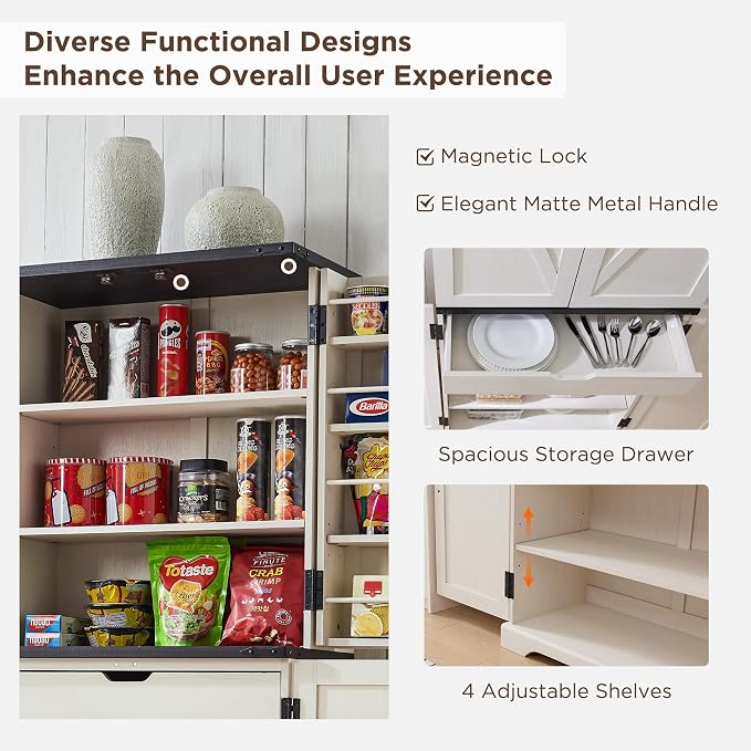 ACCOHOHO 72" Tall Kitchen Pantry, Farmhouse Storage Cabinet - Image 6
