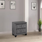 Sophia Modern Style Crystal Tufted 2-Drawer Nightstand Upholstered - Image 2