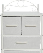Household Essentials Scandinavian White Iron & Wood Tower Dresser - Image 6