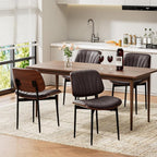 REONEY Dining Chairs Set of 8, Mid-Century Modern Upholstered PU Leather Chairs - Image 6