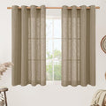 Taupe Linen Sheer Curtains 54 Inches Long, Light Filtering Panels Bronze by LAMIT