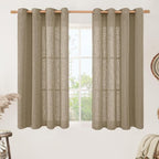 Semi Sheer Linen Curtains 45 Inches Long, Light Filtering Panels Bronze Grommet by LAMIT