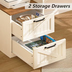 YOMILUVE 63" Farmhouse L Shaped Executive Desk - Image 5