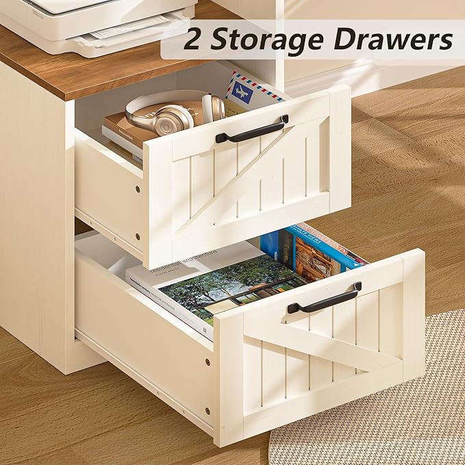 YOMILUVE 63" Farmhouse L Shaped Executive Desk - Image 5