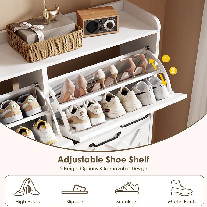 Nicetree Shoe Cabinet with 4 Flip Drawers, Freestanding Shoe Organizer Cabinet - Image 7