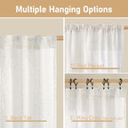 95 Inches Long Cream Linen Curtains - Image 3