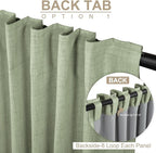 Faux Linen Total Blackout Sliding Door Curtains 84 Inches Long, Sage | 100% - Image 3